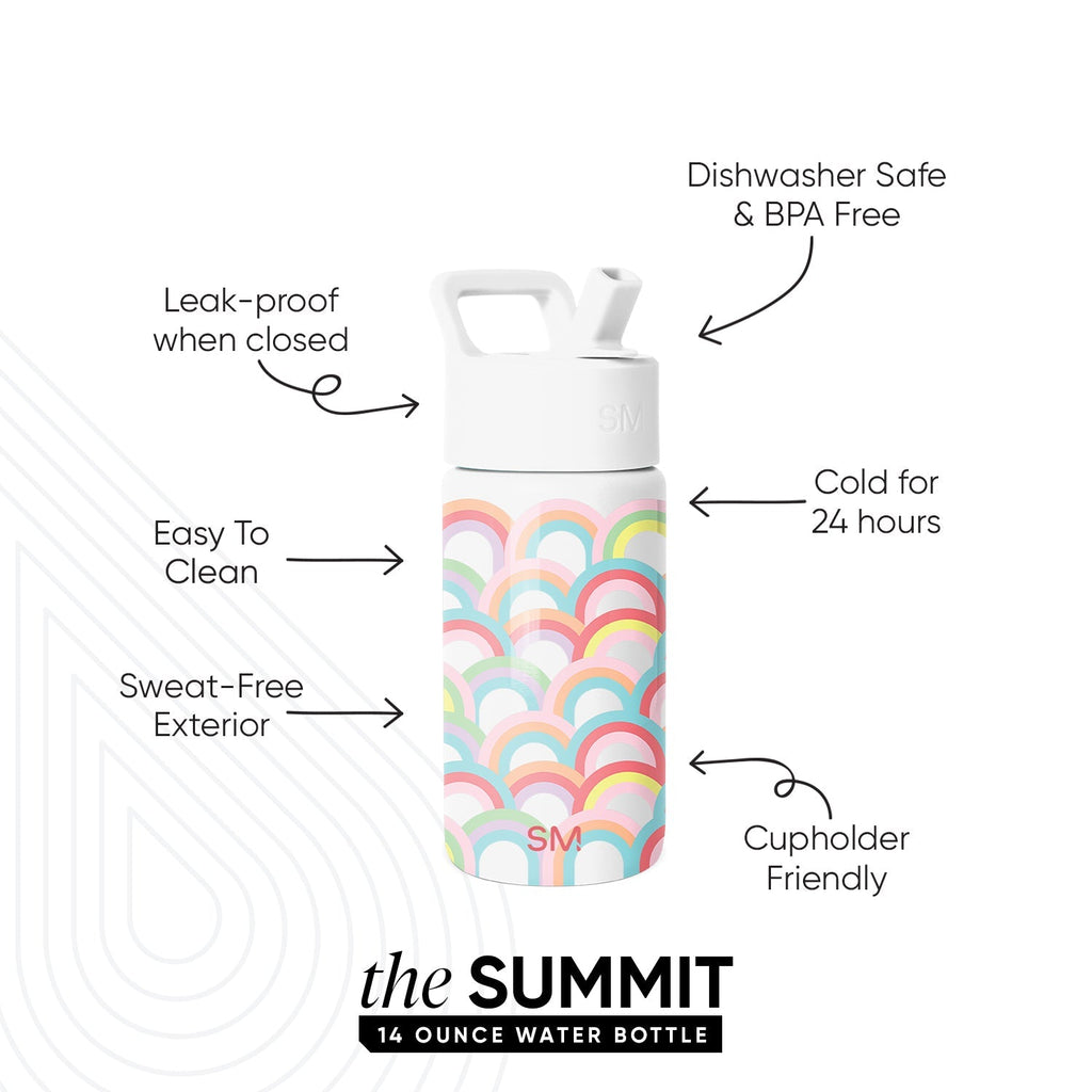 Summit Kids Water Bottle with Straw Lid - Rainbow Spark