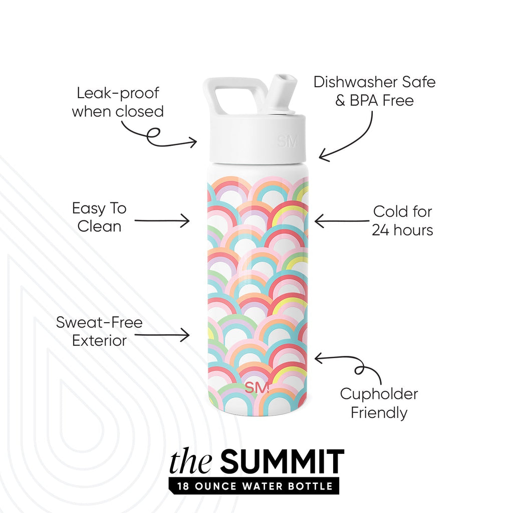Summit Kids Water Bottle with Straw Lid - Rainbow Spark