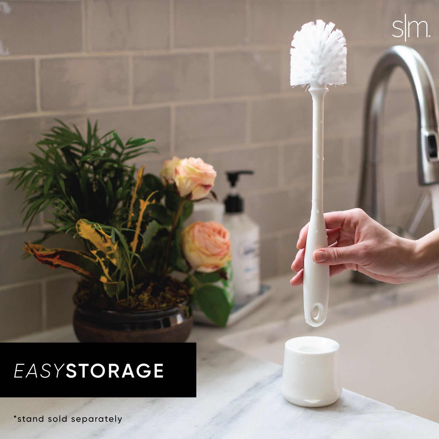 Bottle Brush Stand - Winter White