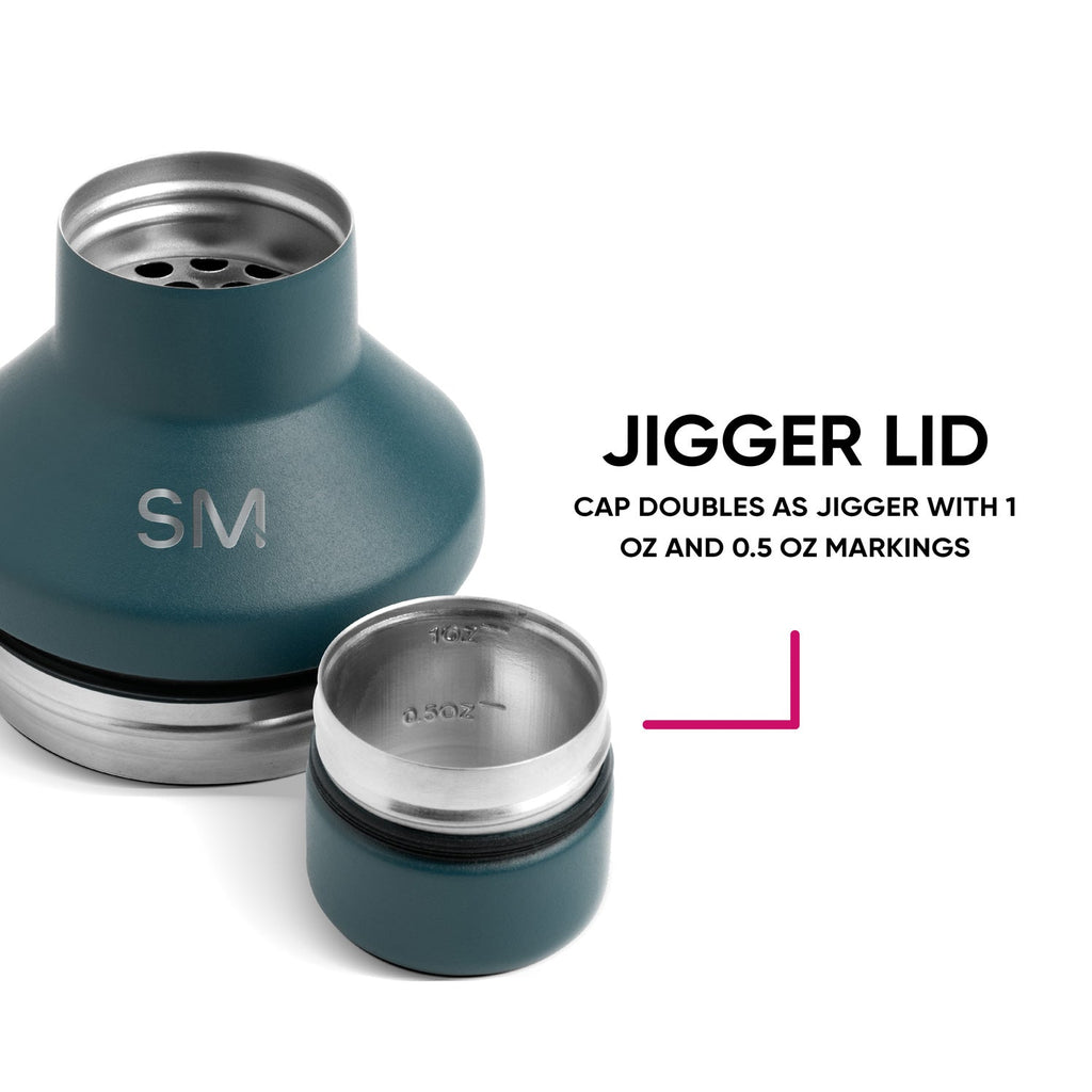 Classic Cocktail Shaker with Jigger Lid - Almond Birch