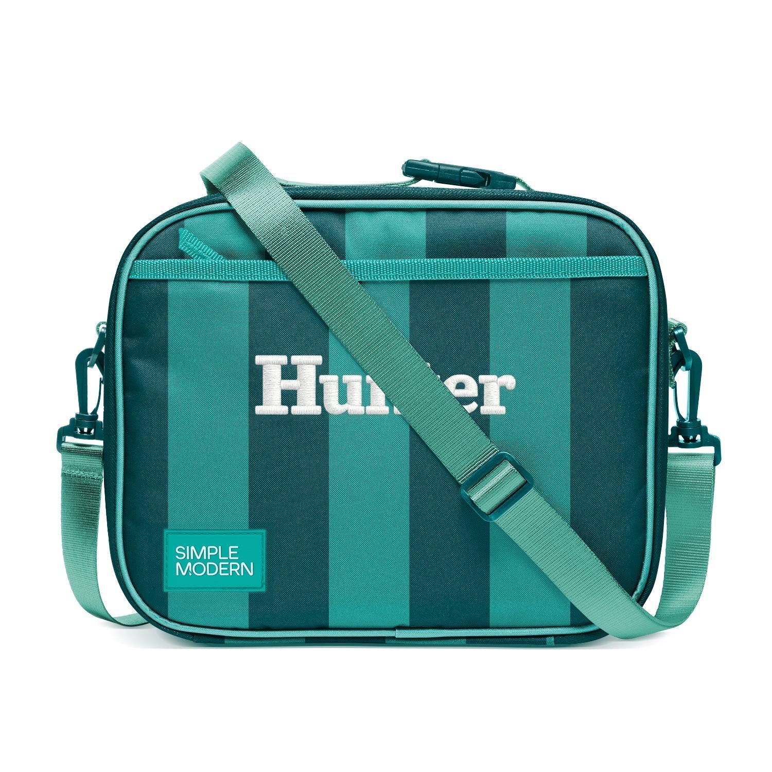 Hadley Lunch Bag with Shoulder Strap - Lagoon Stripes