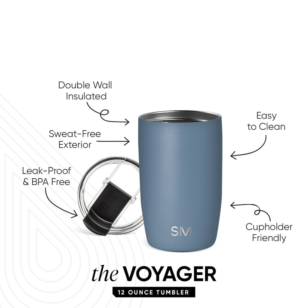 Voyager Tumbler with Clear Flip Lid \u0026 Straw - Blue Dune