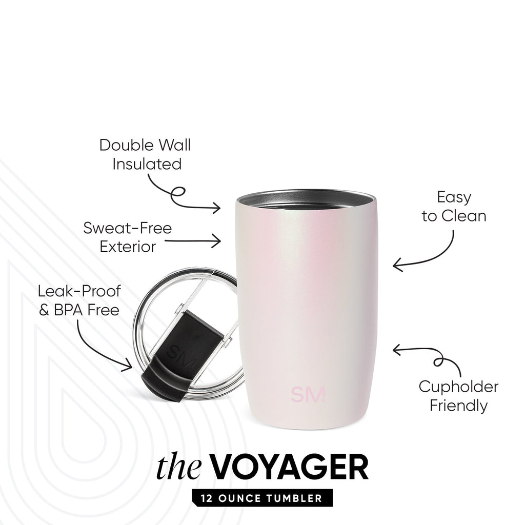 Voyager Tumbler with Clear Flip Lid \u0026 Straw - Coconut Pearl