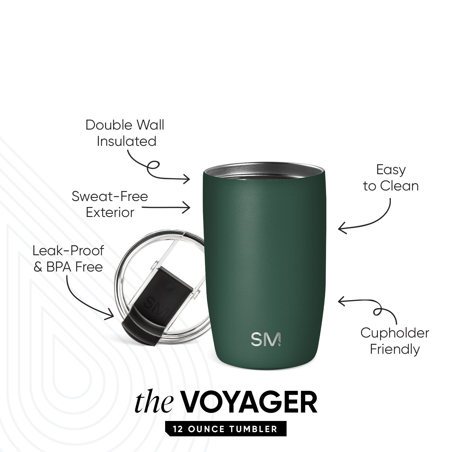 Voyager Tumbler with Clear Flip Lid \u0026 Straw - Forest