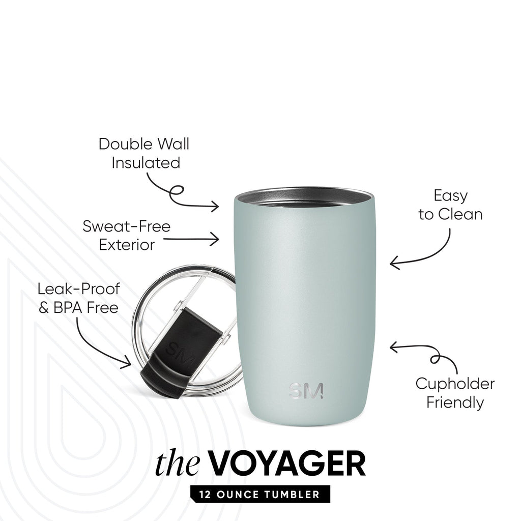 Voyager Tumbler with Clear Flip Lid \u0026 Straw - Sea Glass Sage