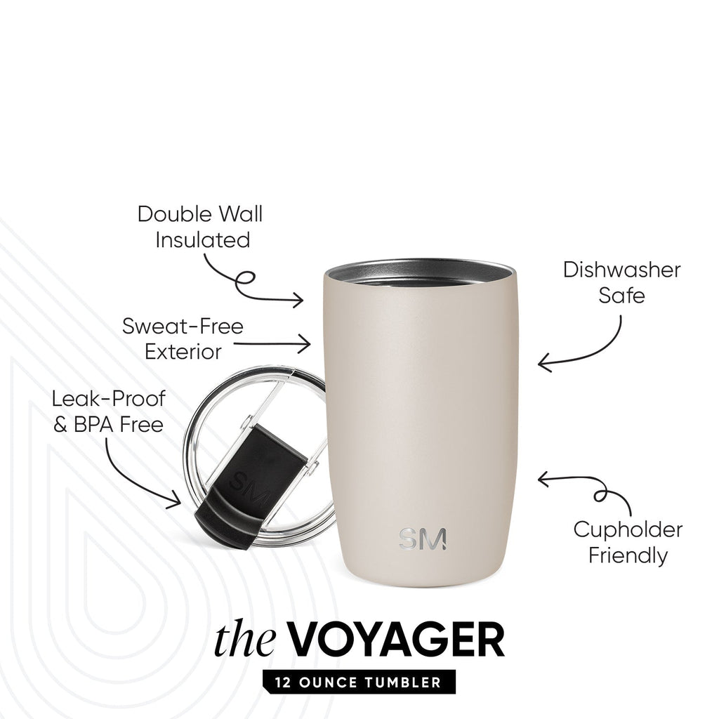 Voyager Tumbler with Clear Flip Lid \u0026 Straw - Almond Birch