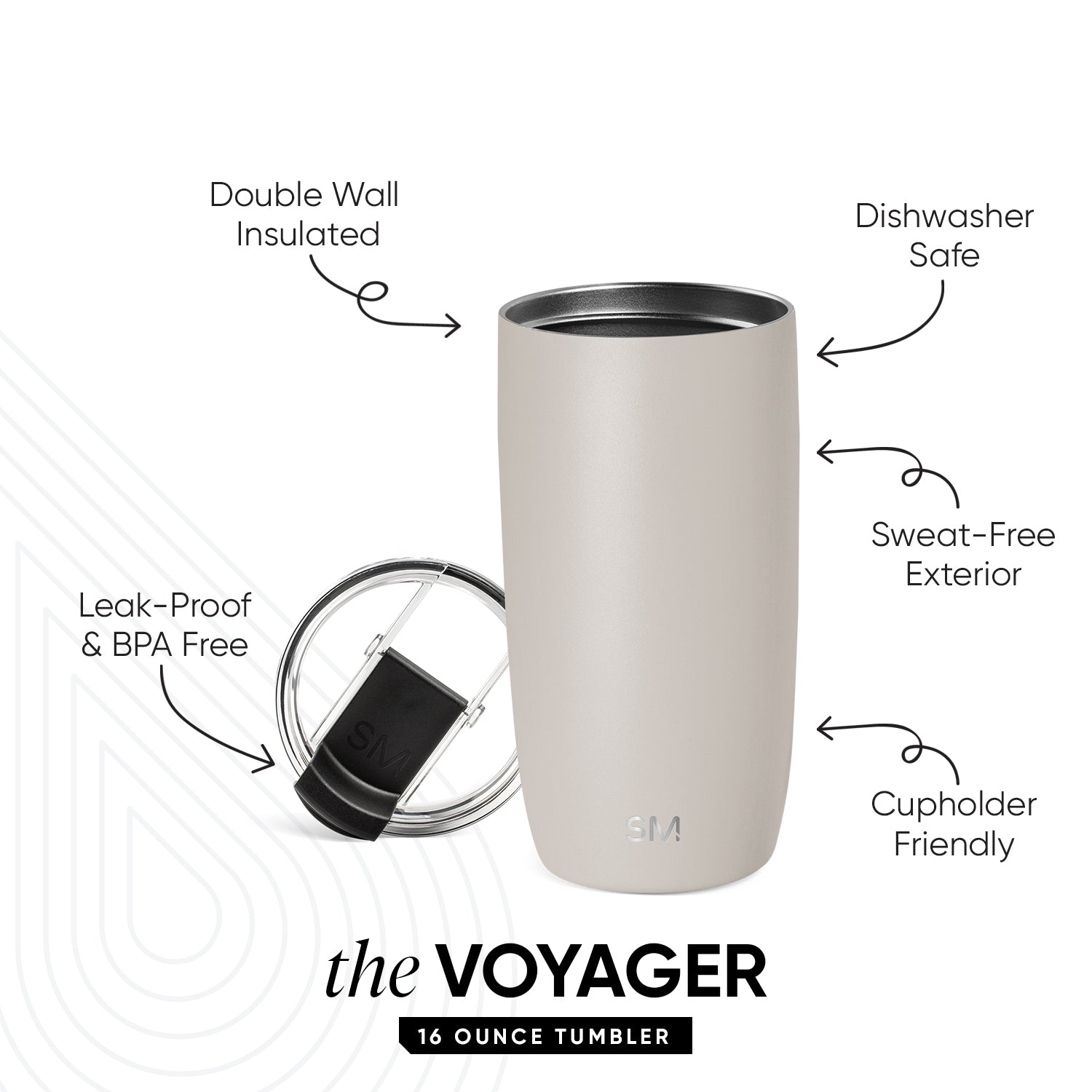 Voyager Tumbler with Clear Flip Lid \u0026 Straw - Almond Birch