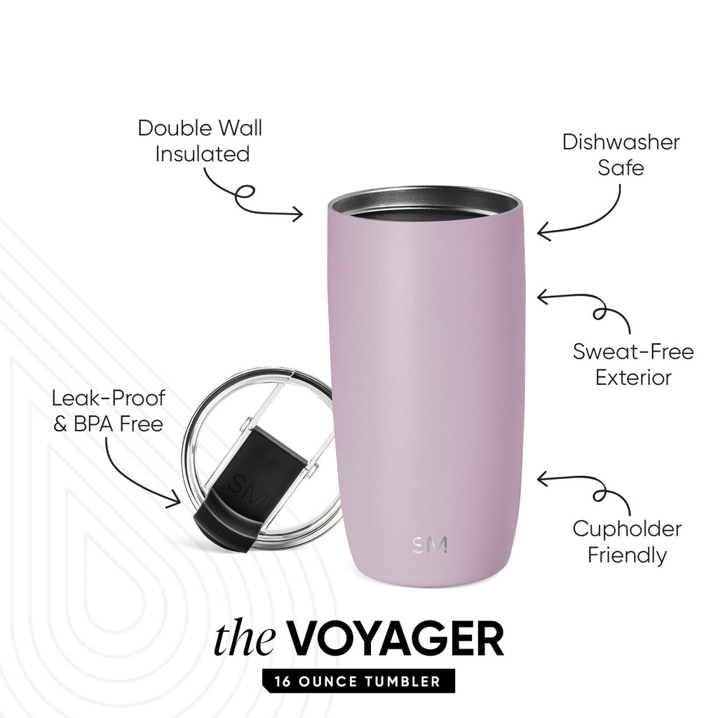 Voyager Tumbler with Clear Flip Lid \u0026 Straw - Lavender Mist