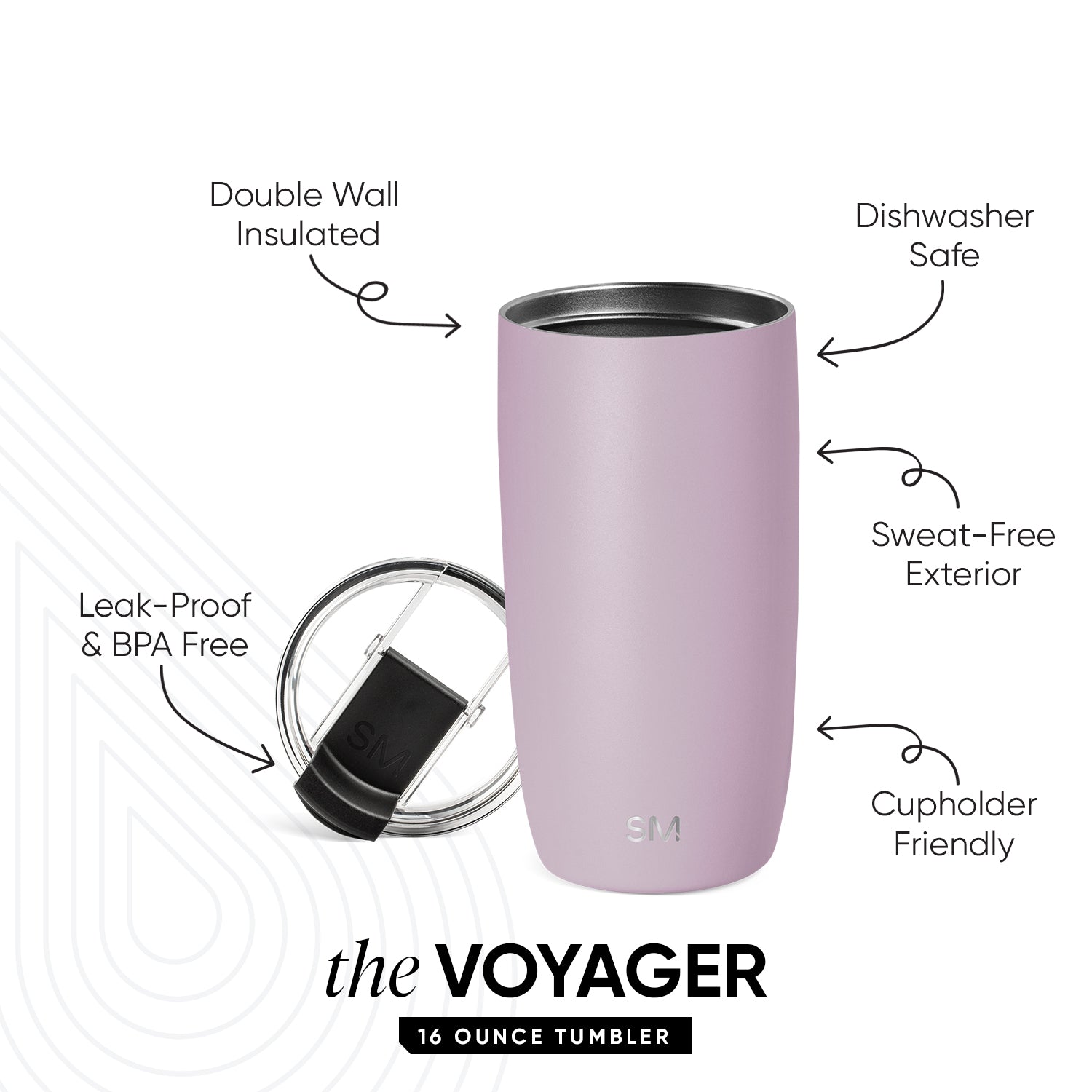 Voyager Tumbler with Clear Flip Lid \u0026 Straw - Lavender Mist