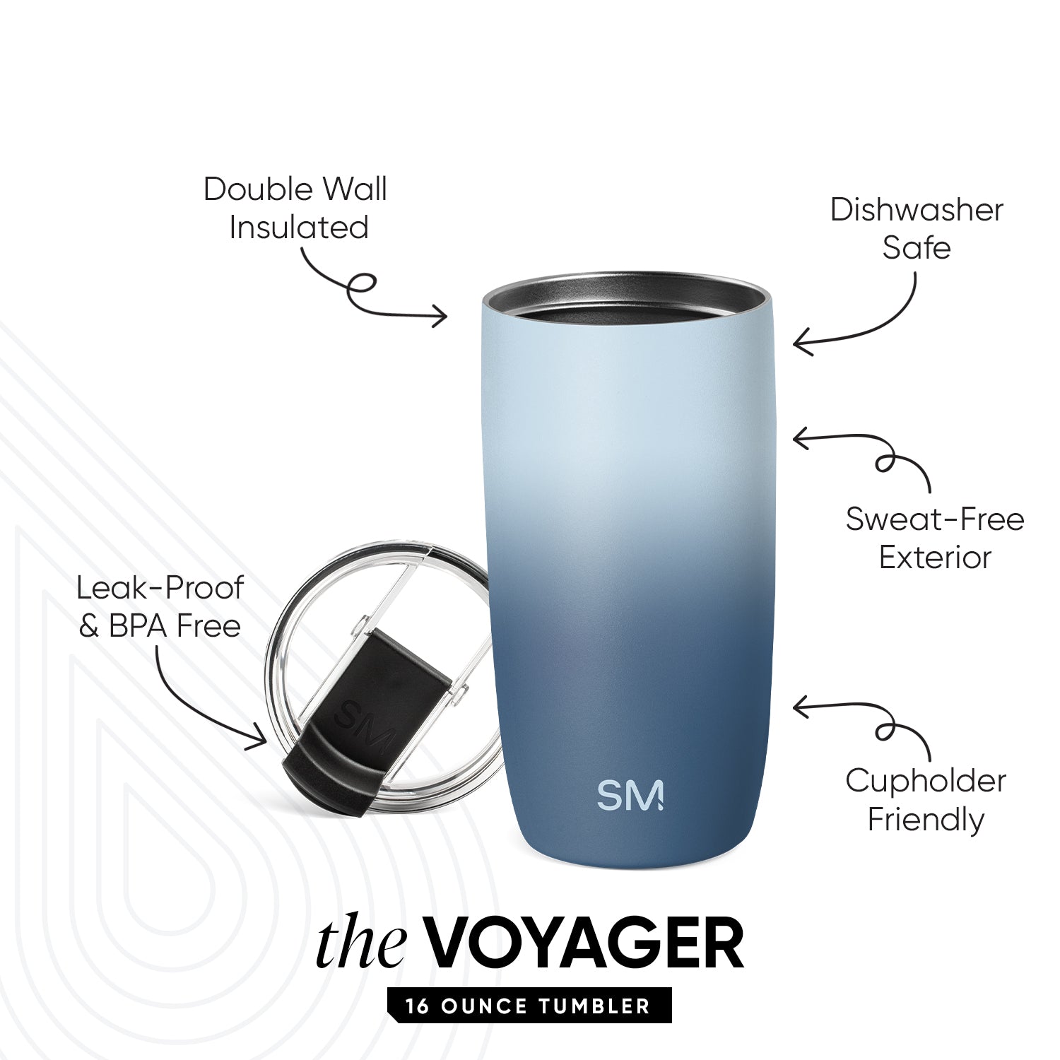 Voyager Tumbler with Clear Flip Lid \u0026 Straw - Stormy Skies