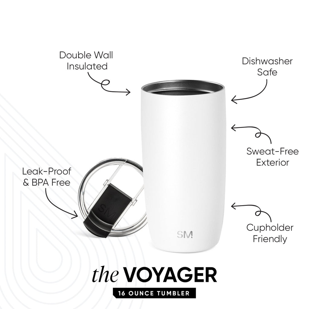 Voyager Tumbler with Clear Flip Lid \u0026 Straw - Winter White