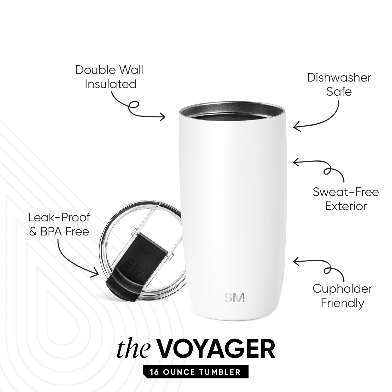 Voyager Tumbler with Clear Flip Lid \u0026 Straw - Winter White