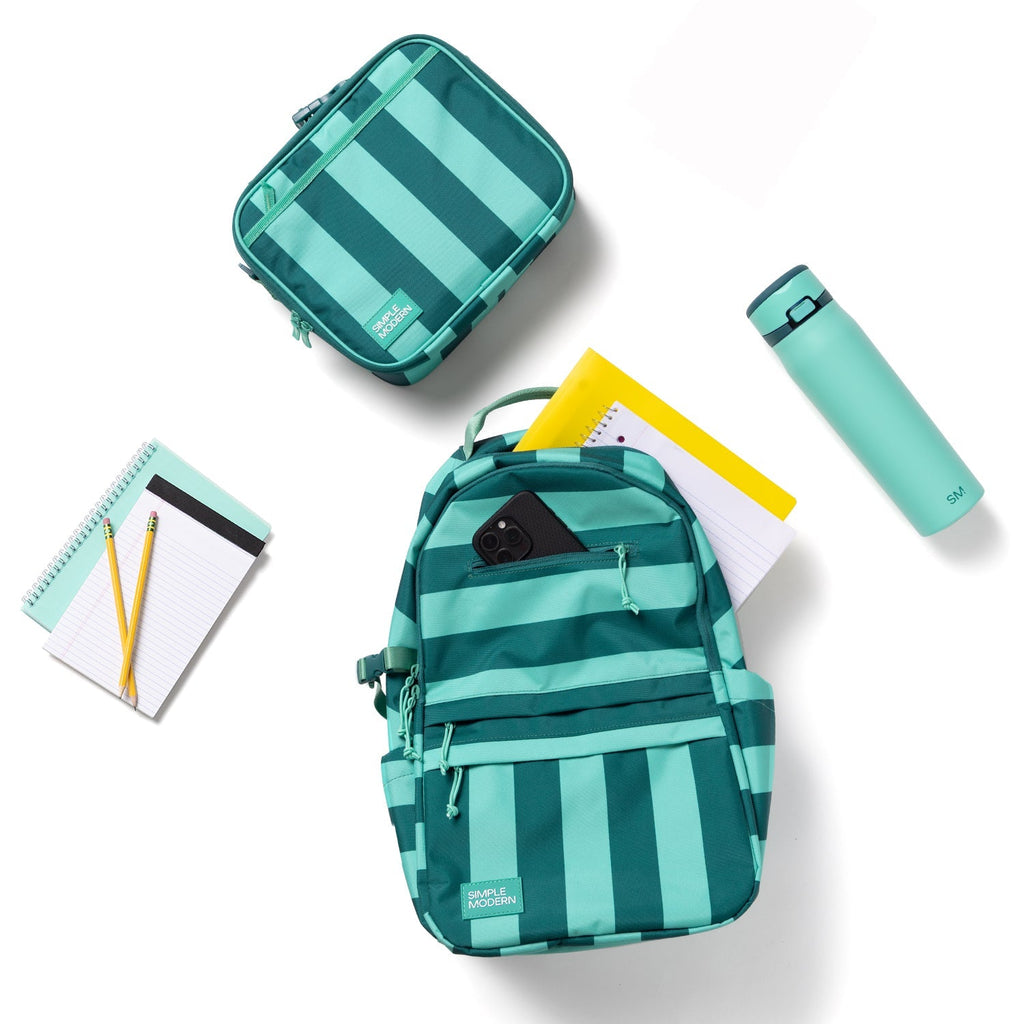 Hadley Lunch Bag with Shoulder Strap - Lagoon Stripes
