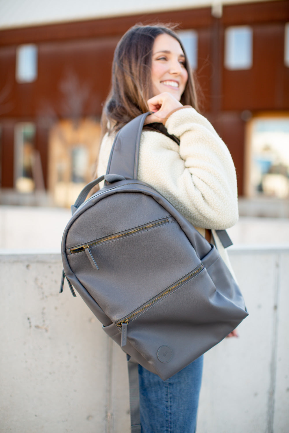 Vegan Leather Legacy Backpack - Gray