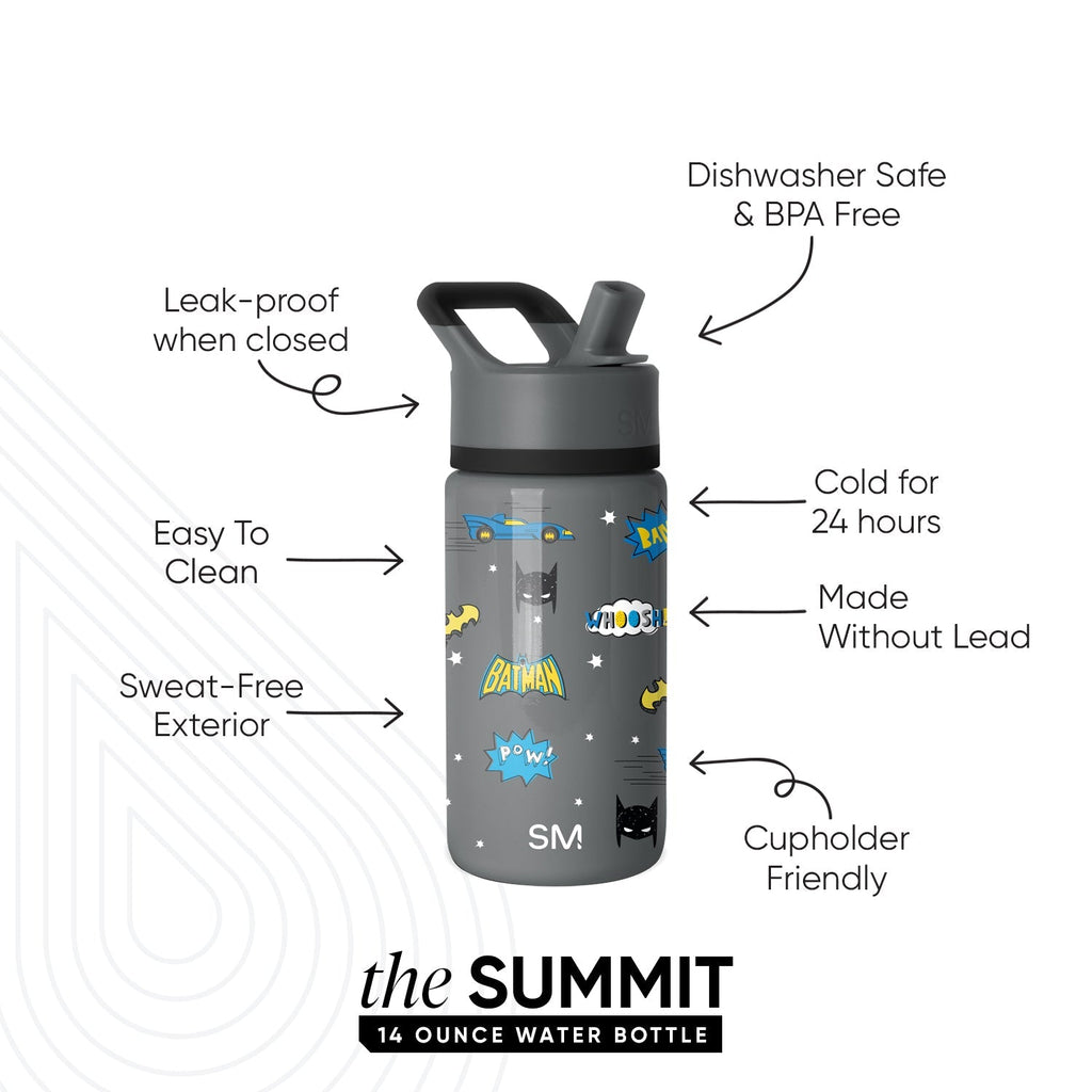 Summit Kids Water Bottle with Straw Lid - Batman POW!