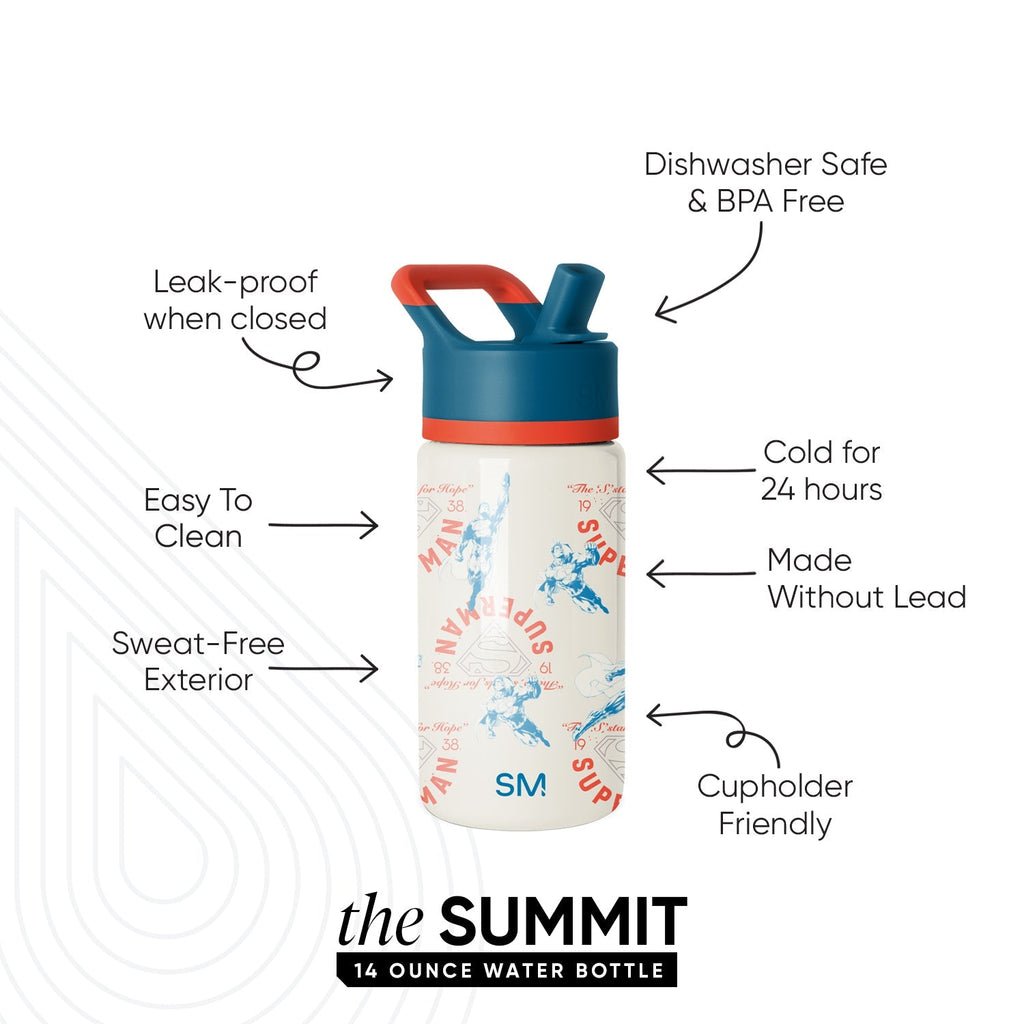 Summit Kids Water Bottle with Straw Lid - Superman Stand for Hope