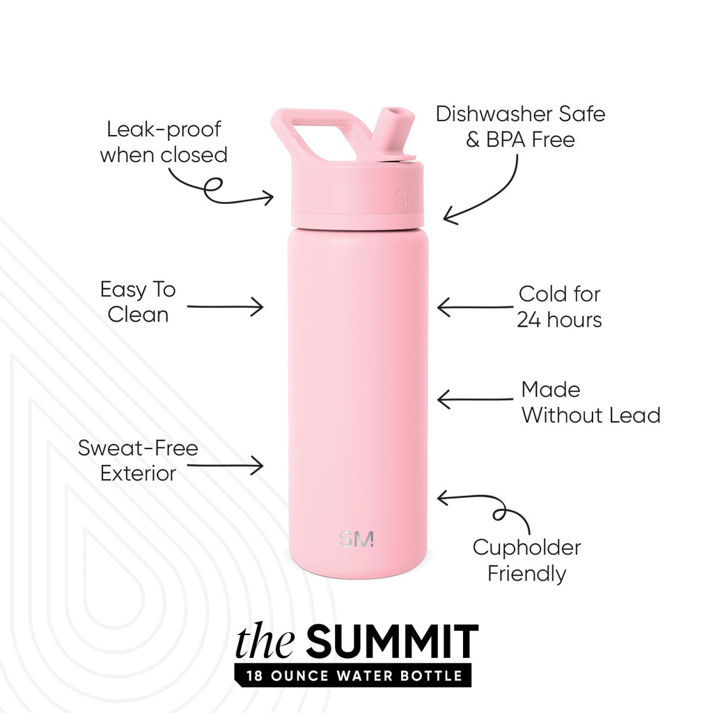 Summit Kids Water Bottle with Straw Lid - Blush