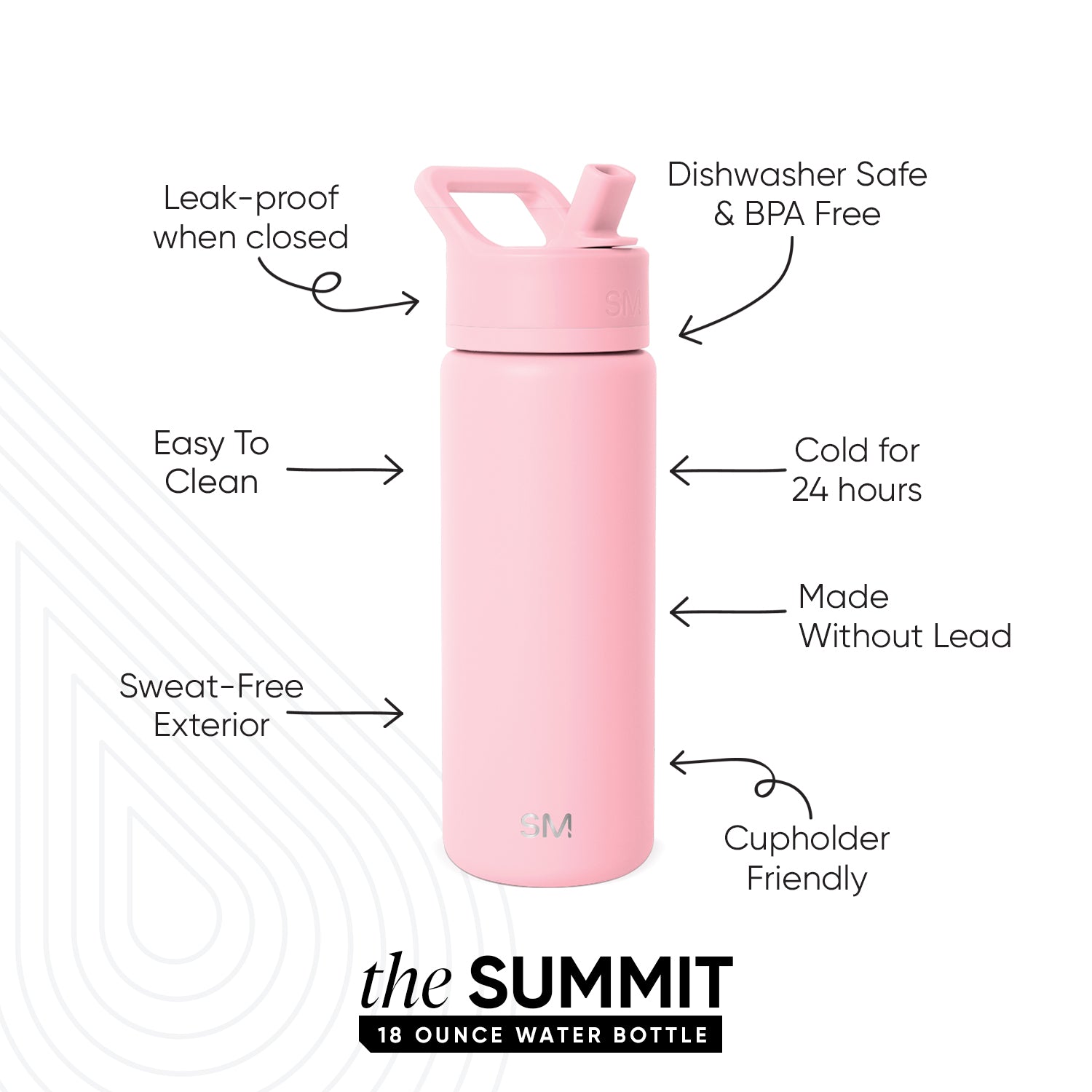 Summit Kids Water Bottle with Straw Lid - Blush