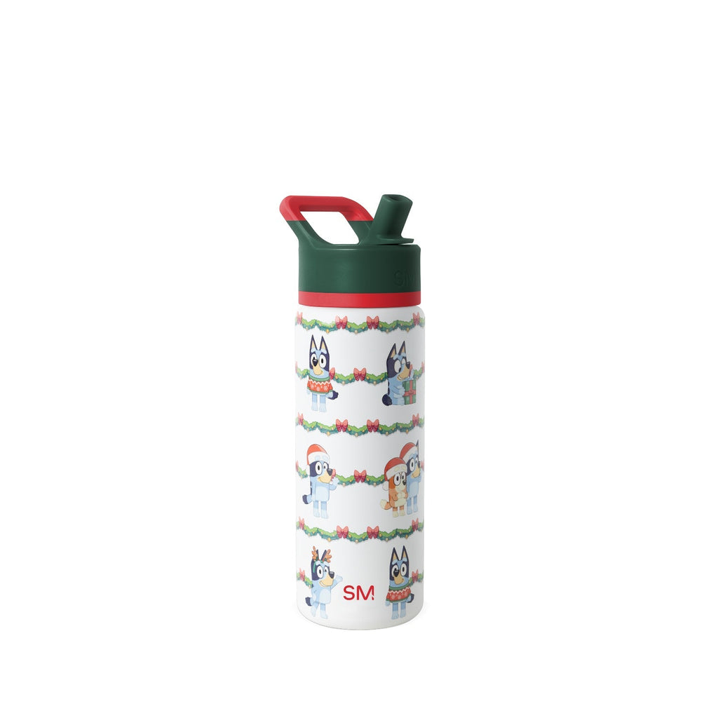 Summit Kids Water Bottle with Straw Lid - Bluey Holly Jolly