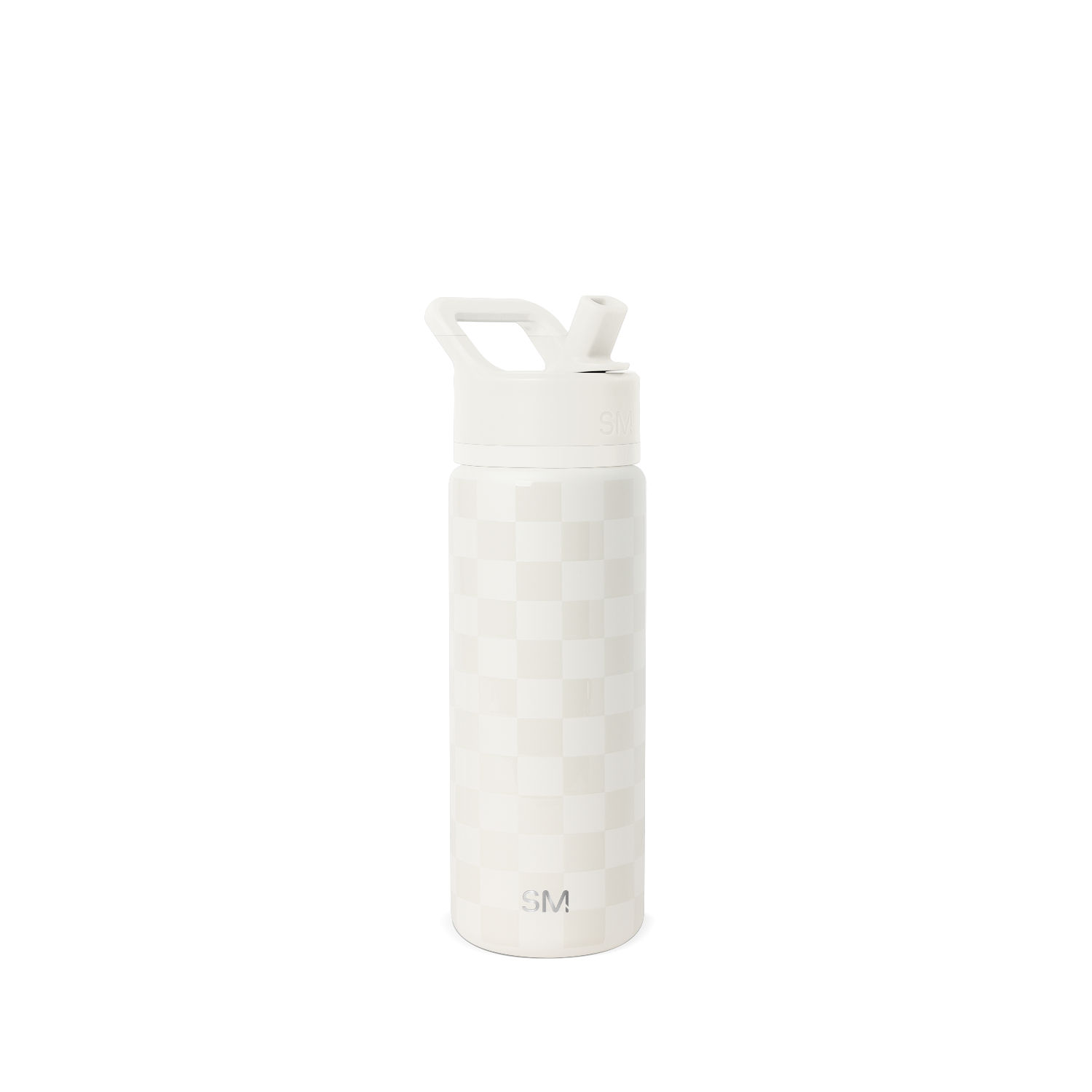 Summit Kids Water Bottle with Straw Lid - Cream Checkmate