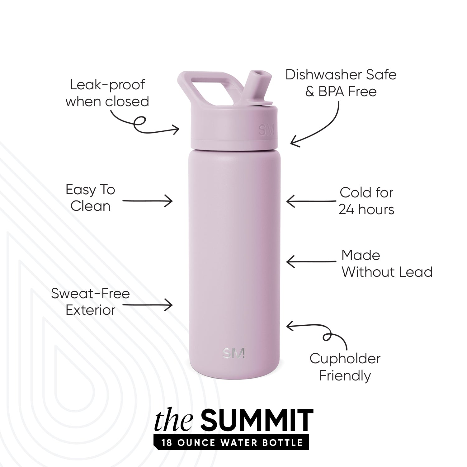 Summit Kids Water Bottle with Straw Lid - Lavender Mist