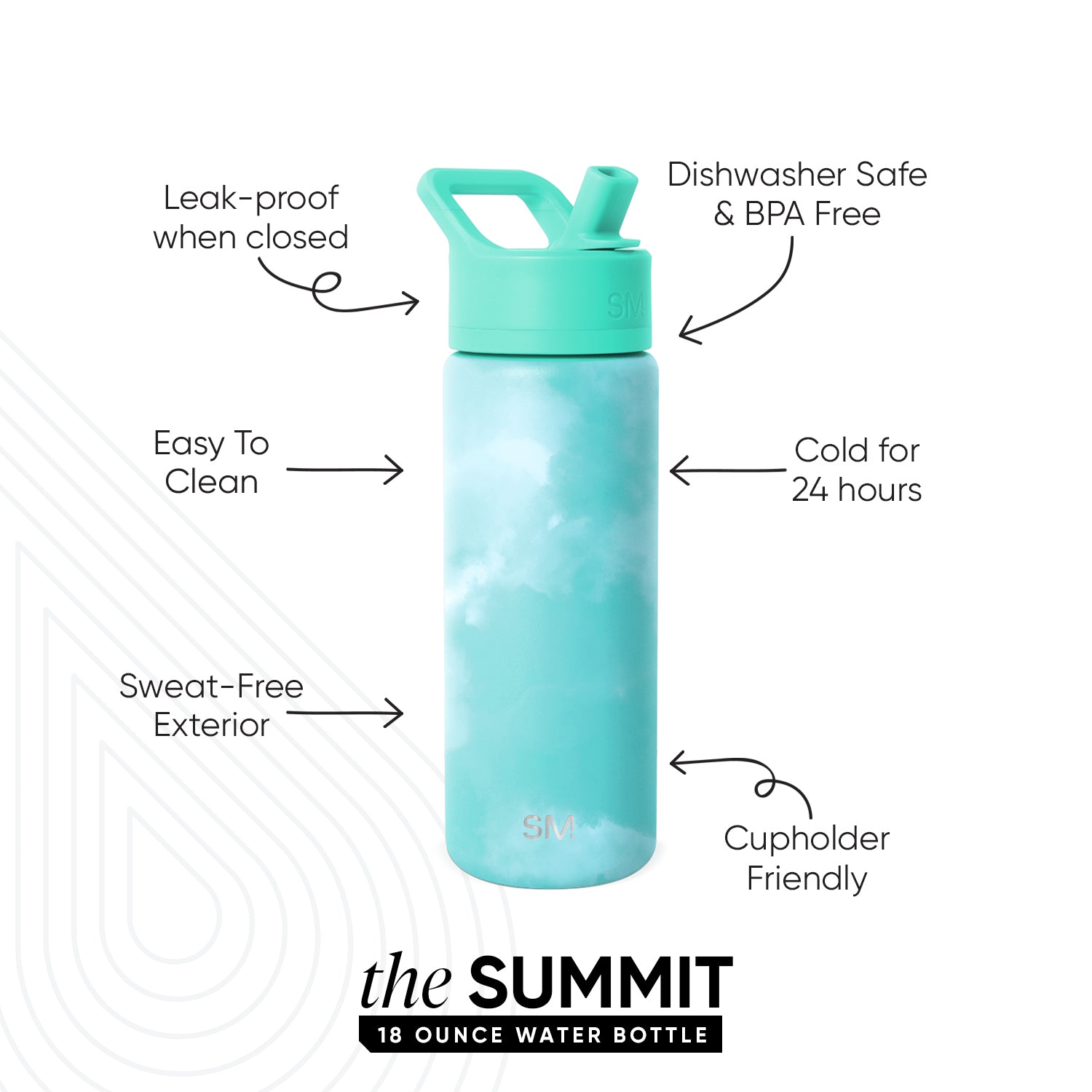 Summit Kids Water Bottle with Straw Lid - Ocean Tide