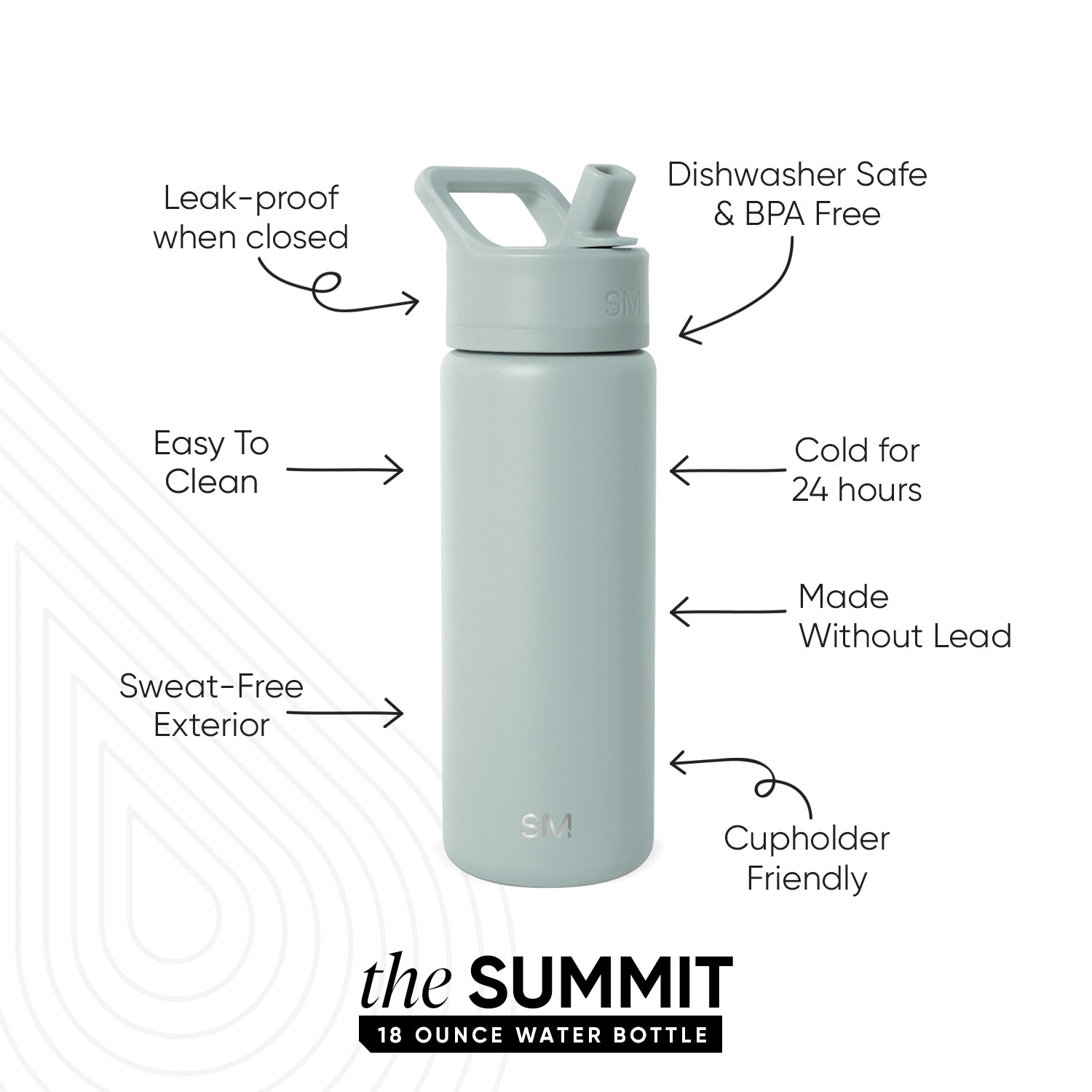 Summit Kids Water Bottle with Straw Lid - Sea Glass Sage