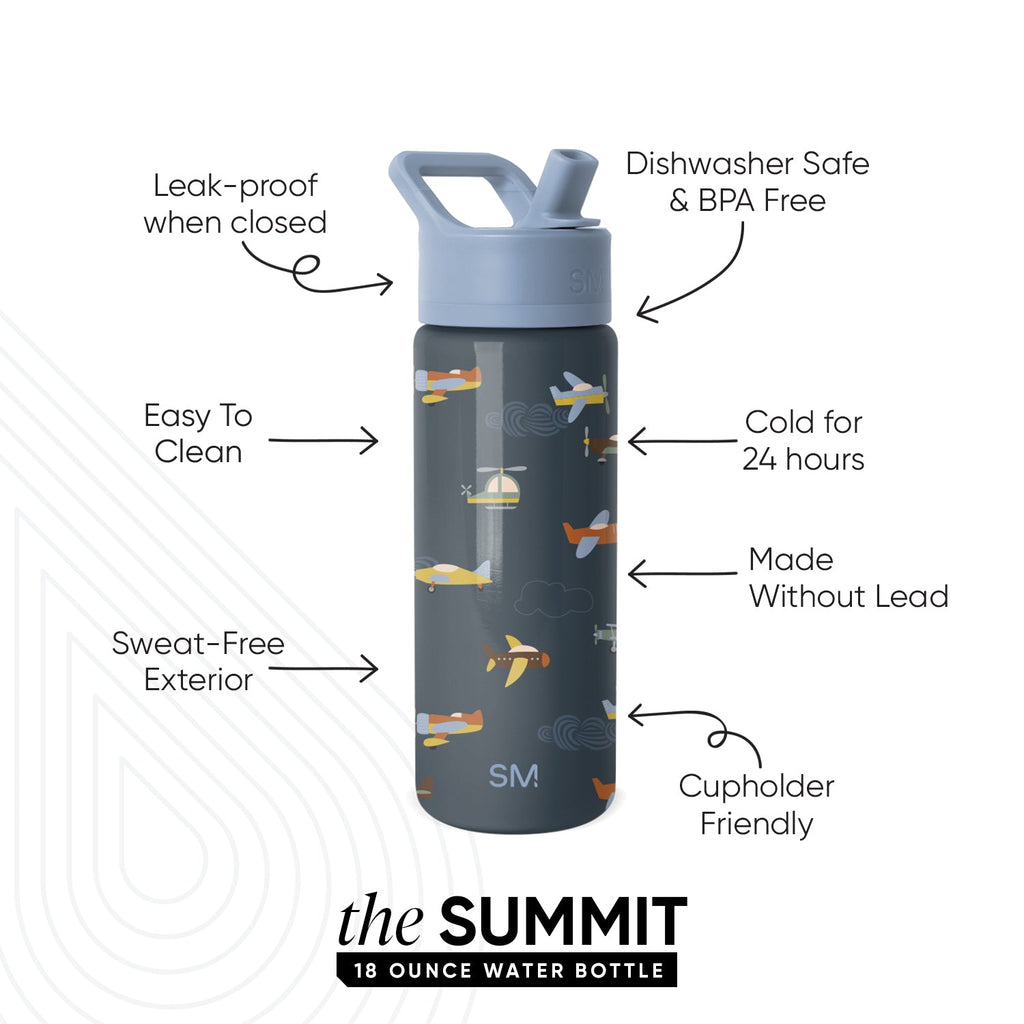 Summit Kids Water Bottle with Straw Lid - Wheels Up