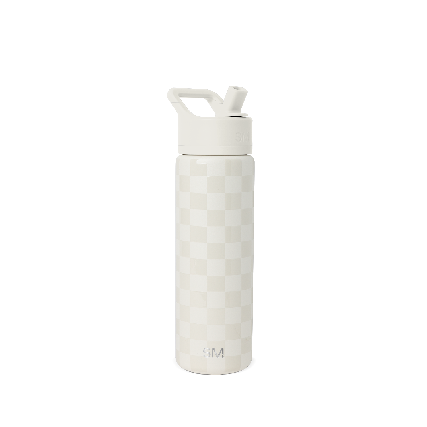 Summit Water Bottle with Straw Lid - Cream Checkmate