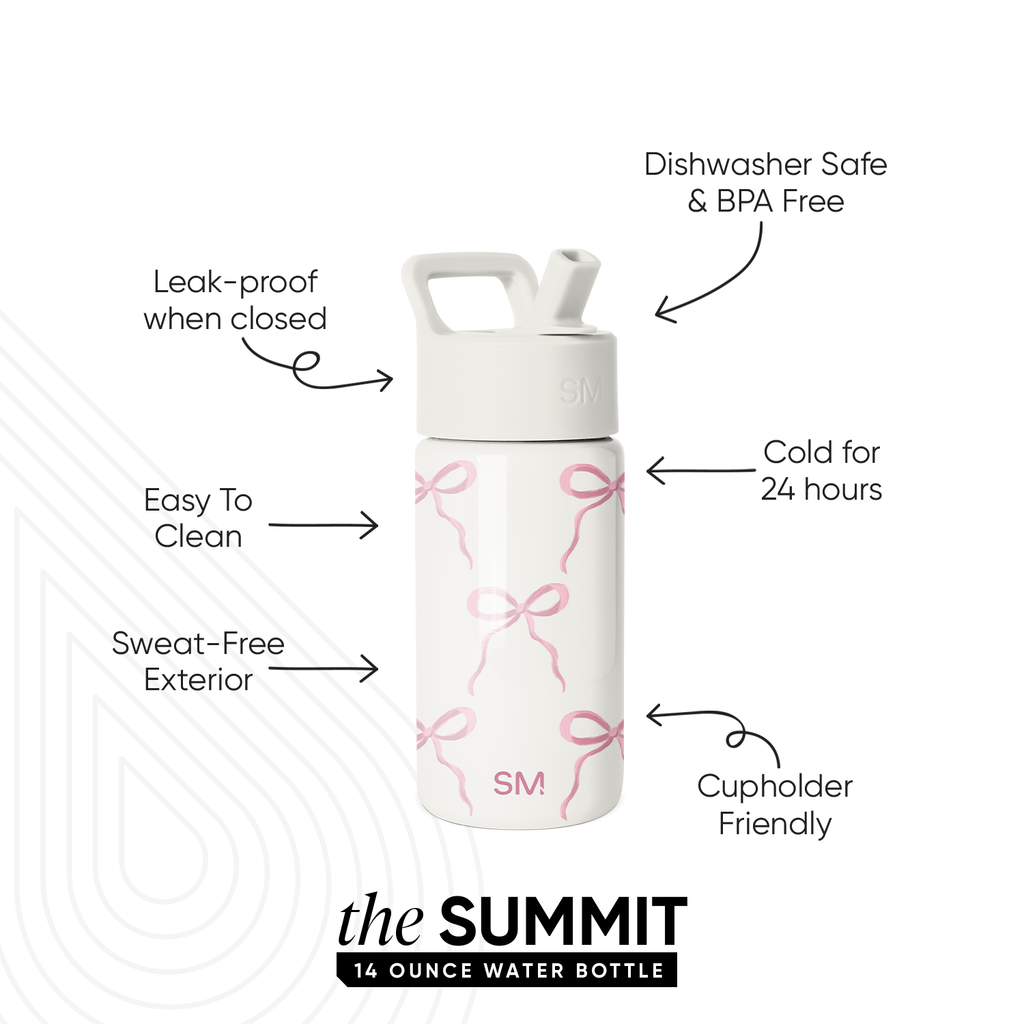 Summit Kids Water Bottle with Straw Lid - Bows
