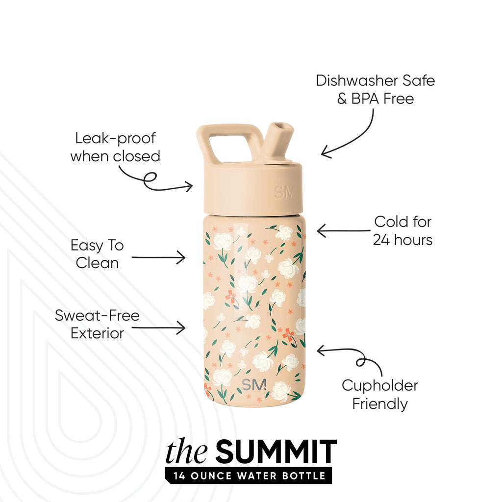Summit Kids Water Bottle with Straw Lid - Chloe Floral