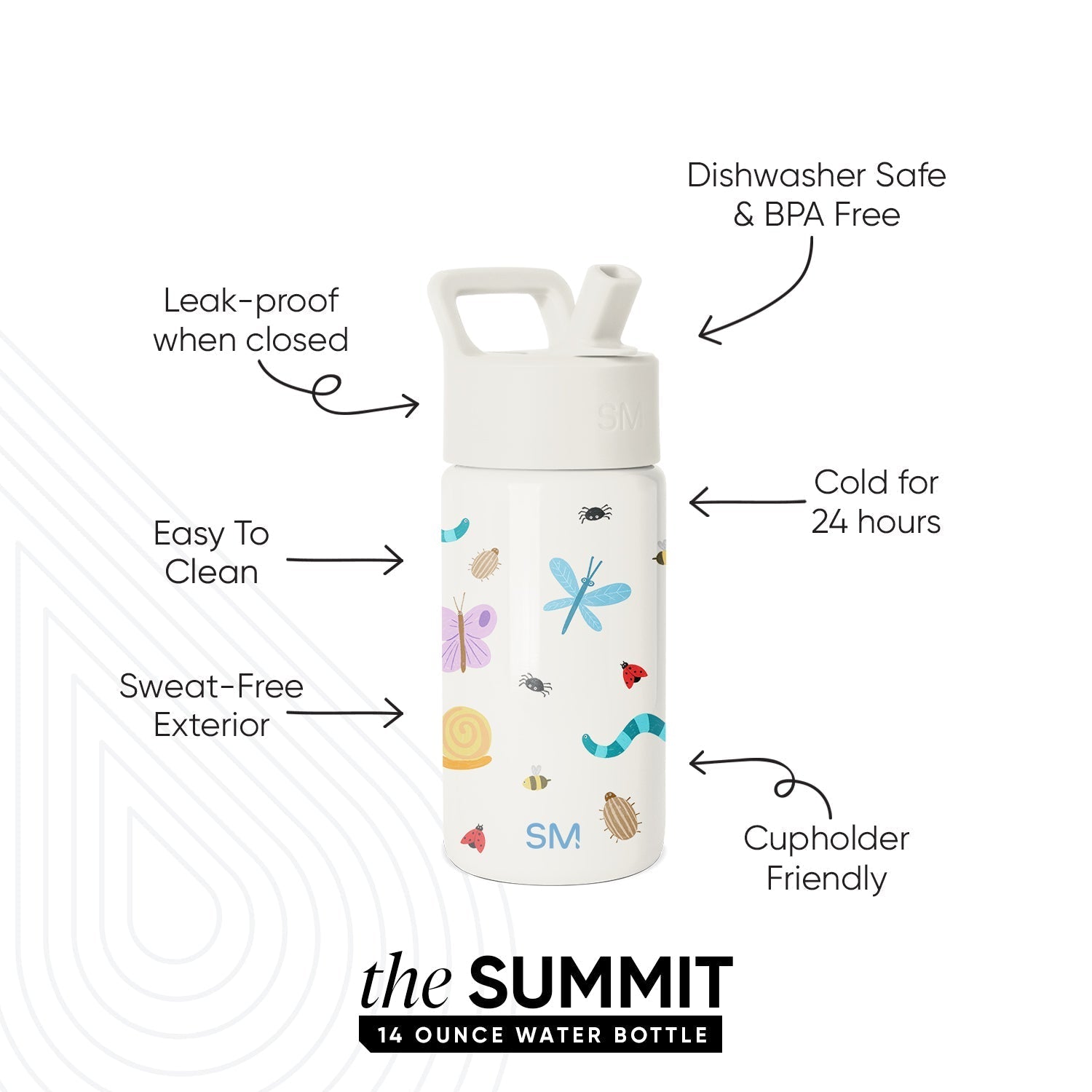 Summit Kids Water Bottle with Straw Lid - Cute Critters