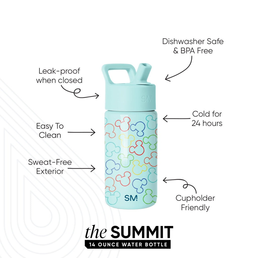Summit Kids Water Bottle with Straw Lid - Cheers to Mickey Ears