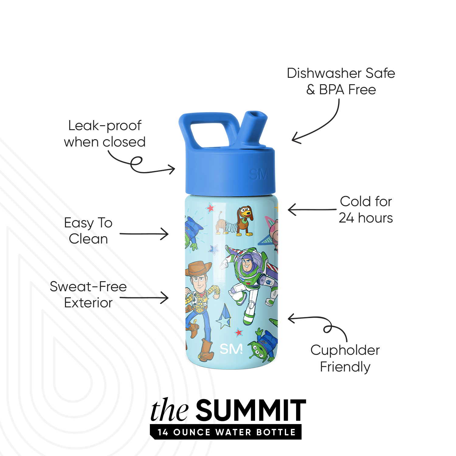 Summit Kids Water Bottle with Straw Lid - Buzz and Woody Adventures