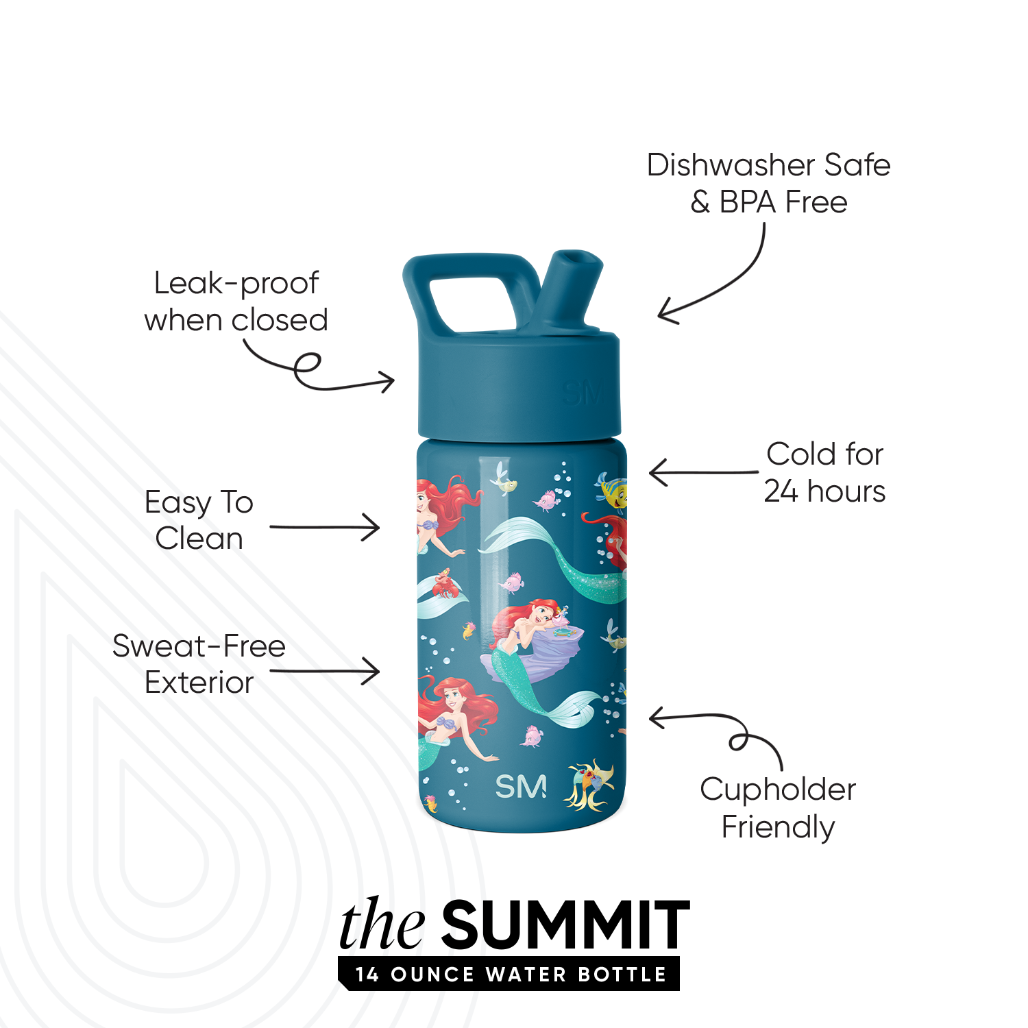 Summit Kids Water Bottle with Straw Lid - Ariel's Day Dream