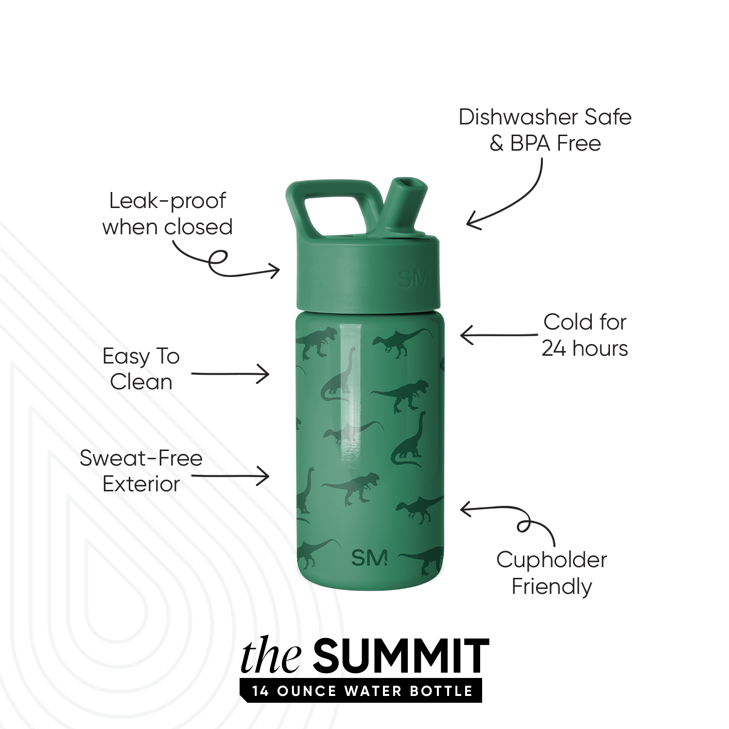 Summit Kids Water Bottle with Straw Lid - Dino World