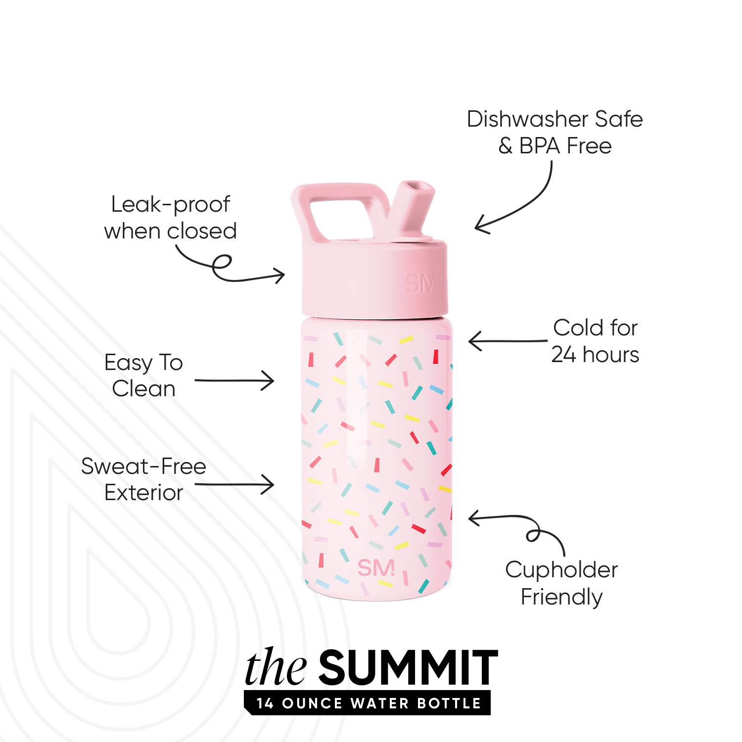 Summit Kids Water Bottle with Straw Lid - Confetti