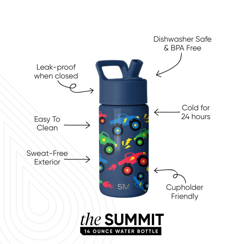 Summit Kids Water Bottle with Straw Lid - Monster Truck Rally