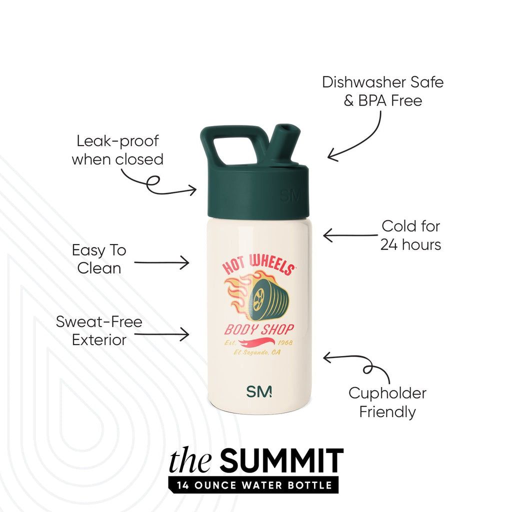 Summit Kids Water Bottle with Straw Lid - Hot Wheels Body Shop