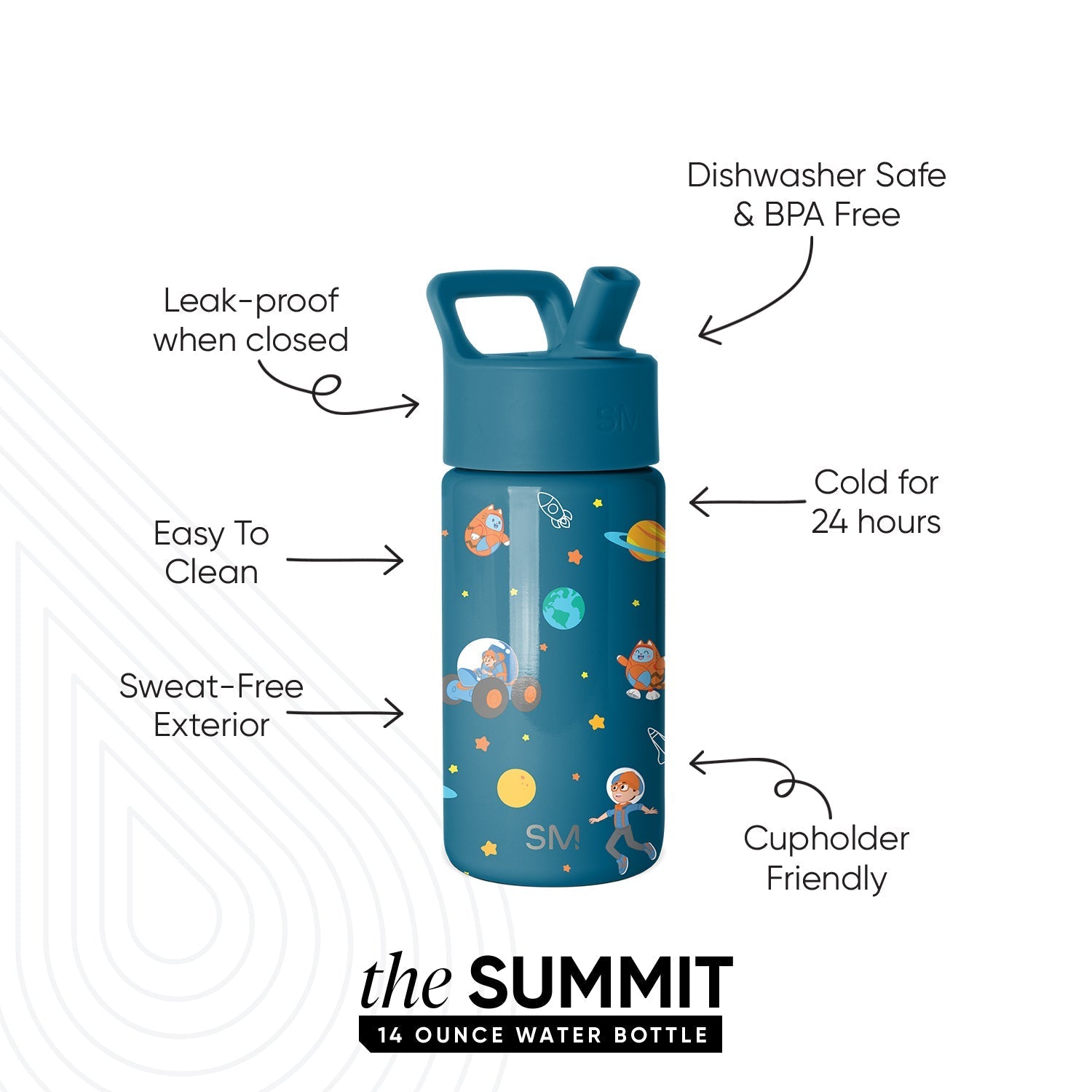 Summit Kids Water Bottle with Straw Lid - Blippi Space
