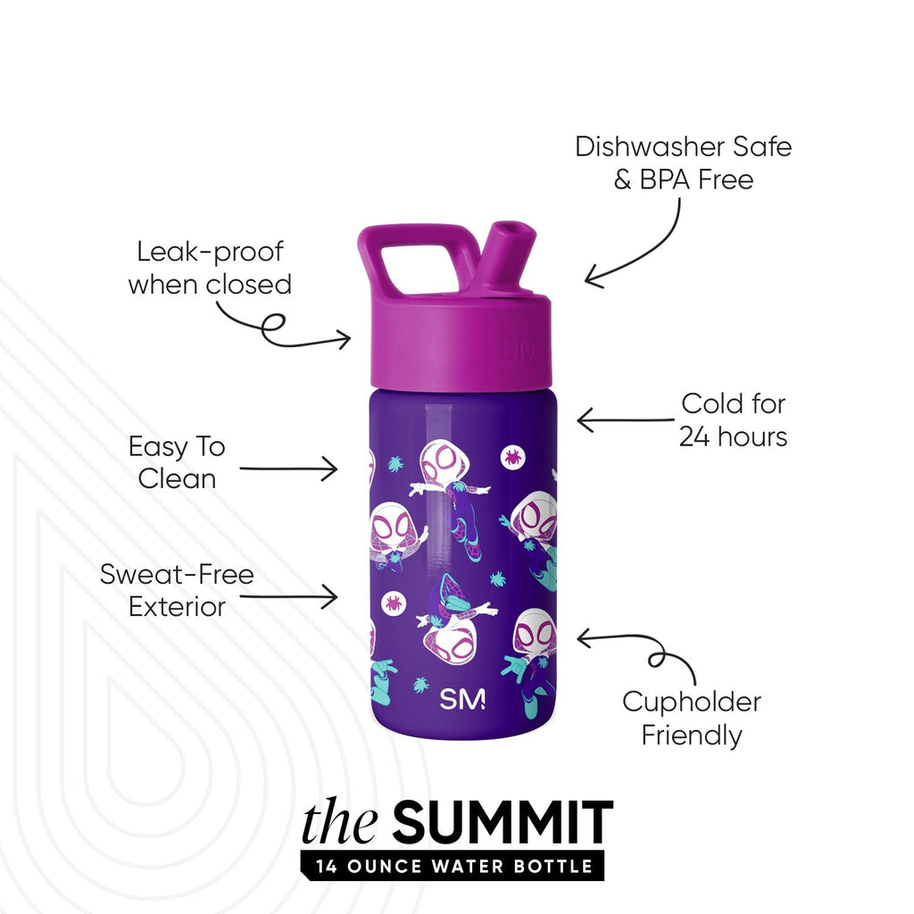 Summit Kids Water Bottle with Straw Lid - Spider Gwen