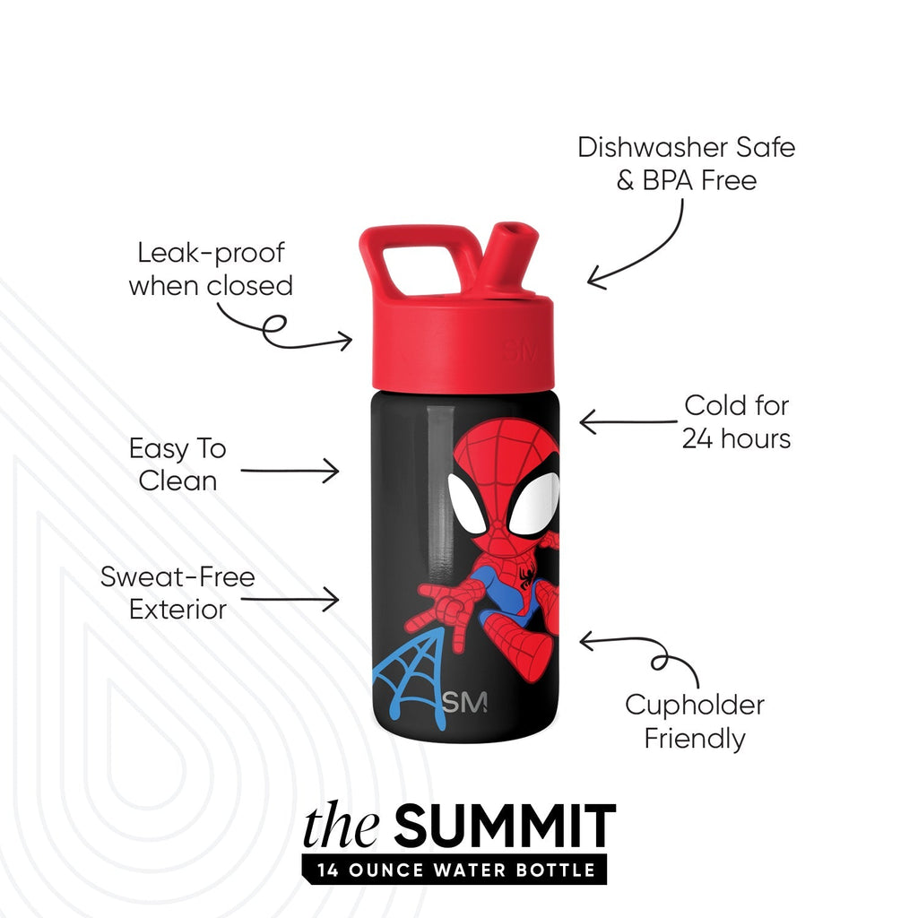 Summit Kids Water Bottle with Straw Lid - Spidey Kid