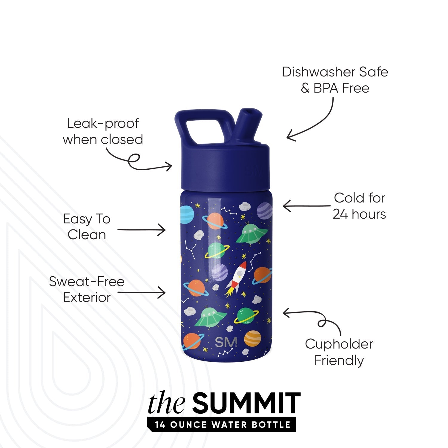 Summit Kids Water Bottle with Straw Lid - Outer Space