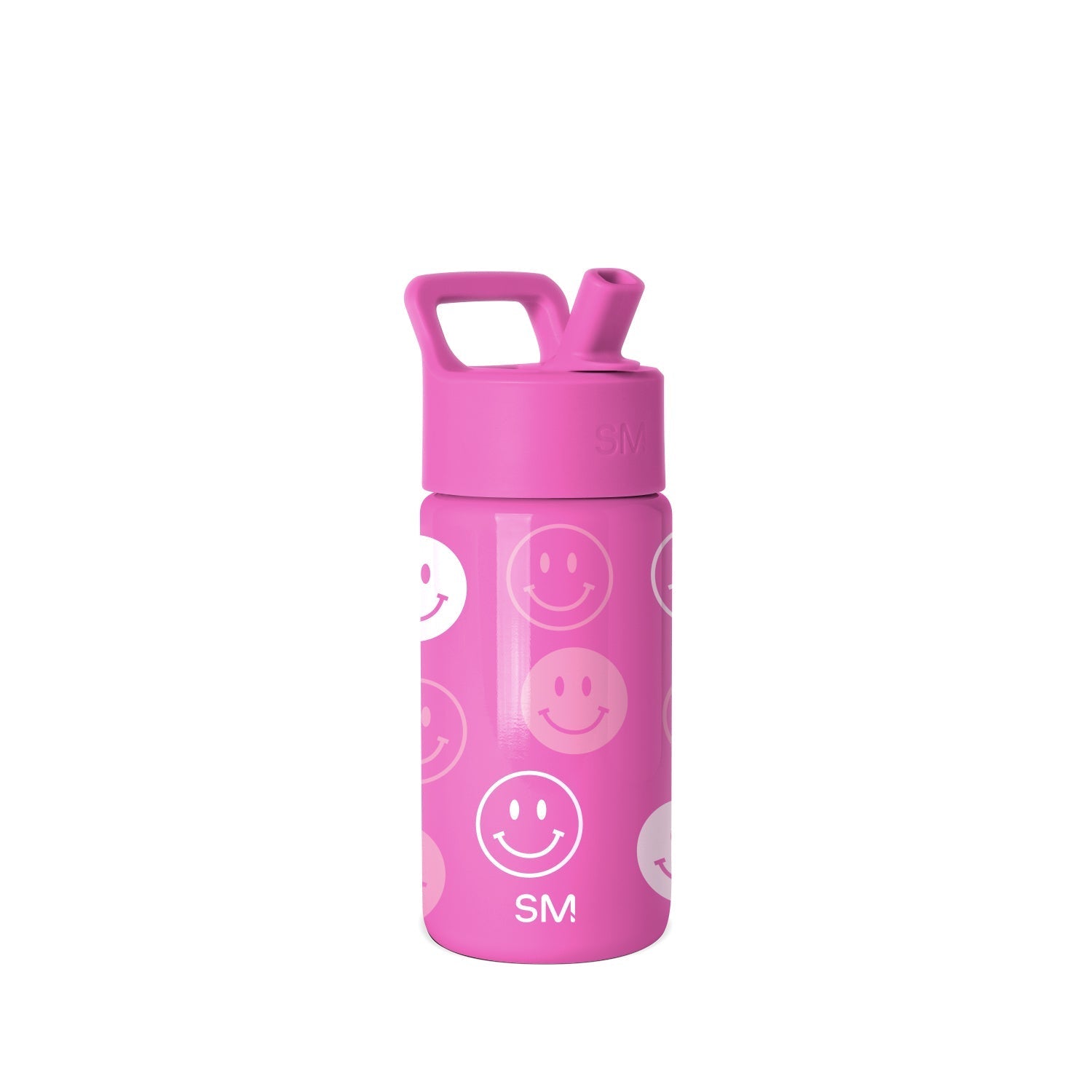 Summit Kids Water Bottle with Straw Lid - Pink Happy Faces
