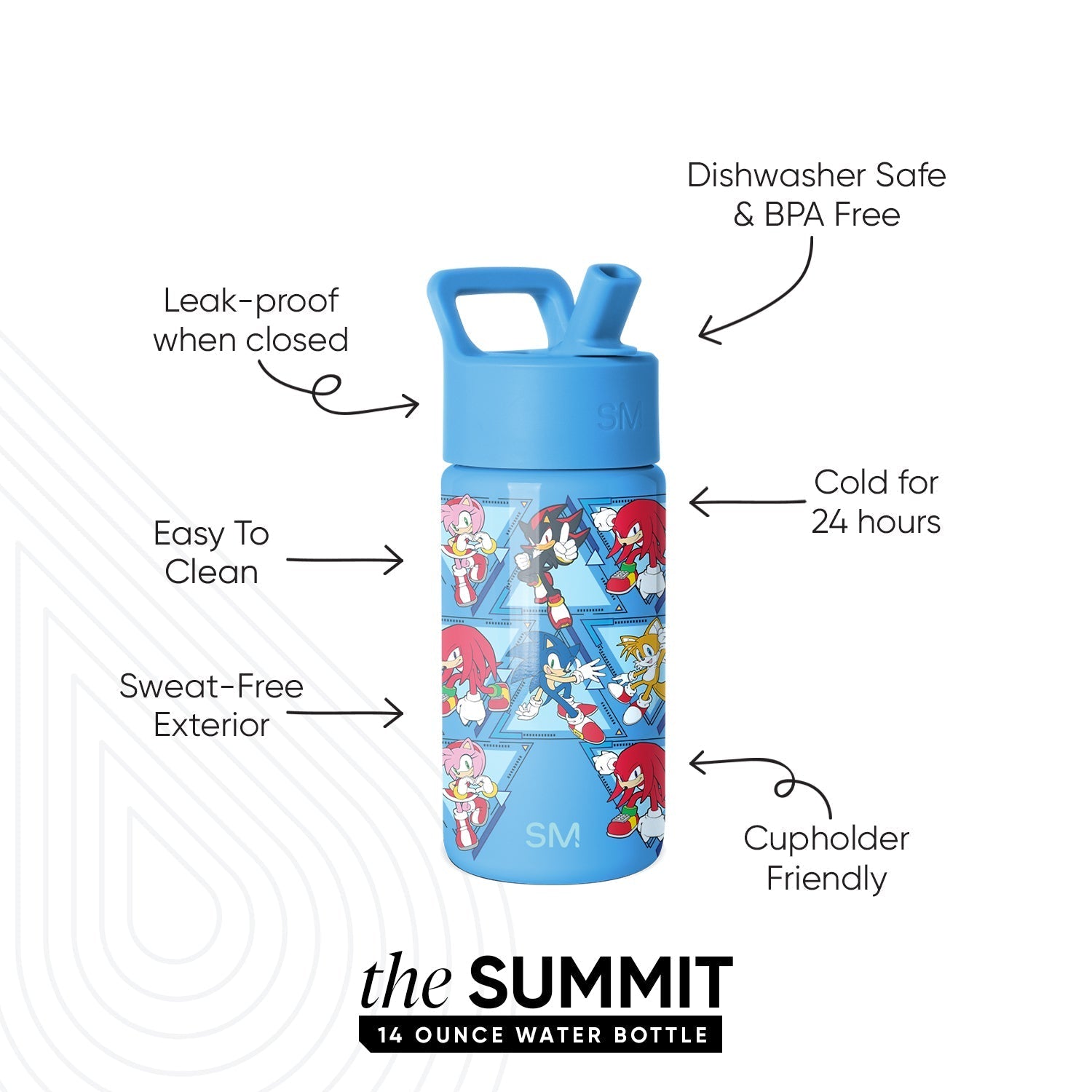 Summit Kids Water Bottle with Straw Lid - Sonic Pals