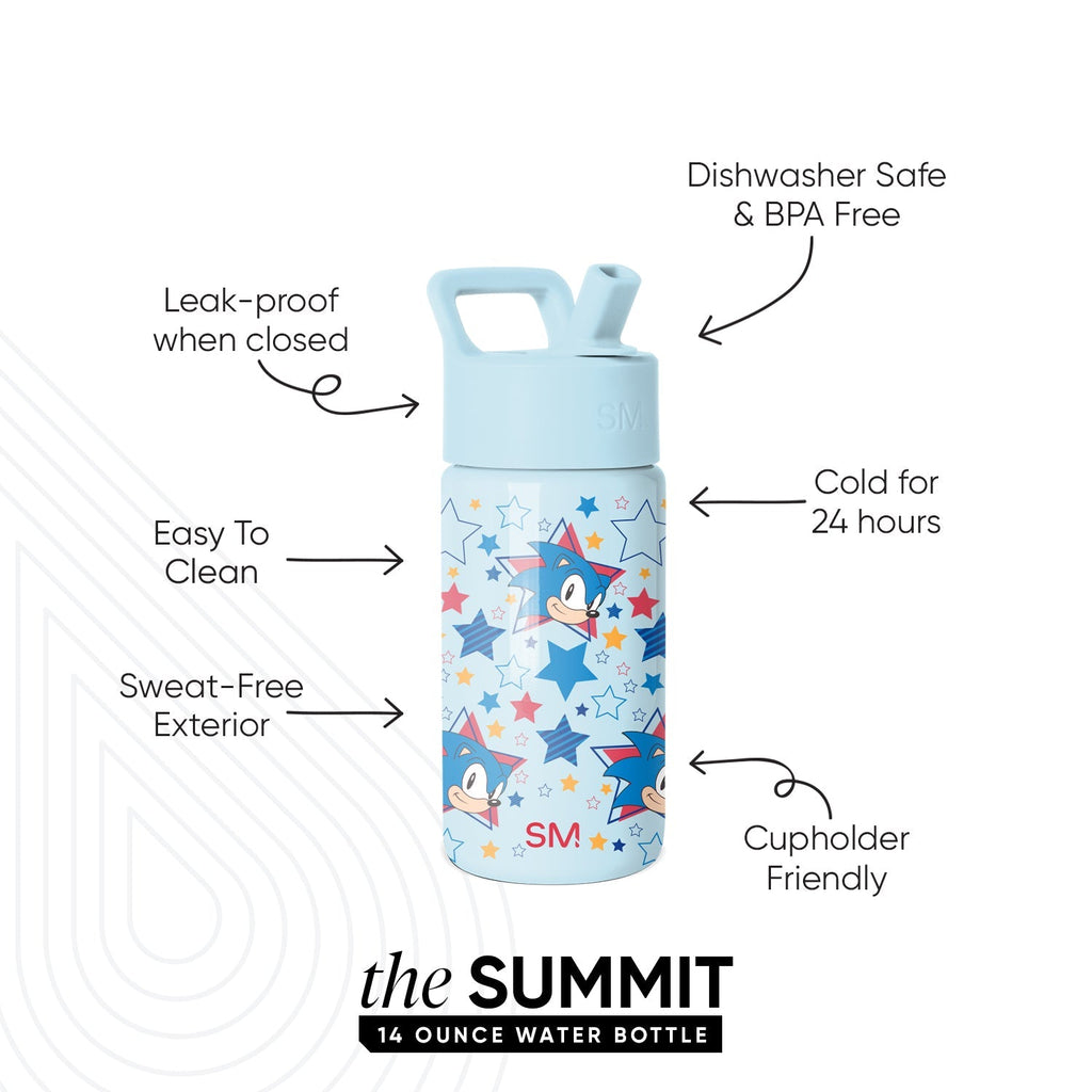 Summit Kids Water Bottle with Straw Lid - Sonic Stars