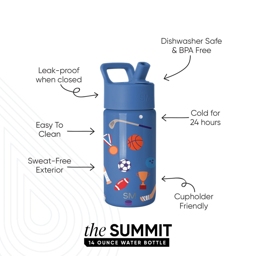 Summit Kids Water Bottle with Straw Lid - Sports Balls