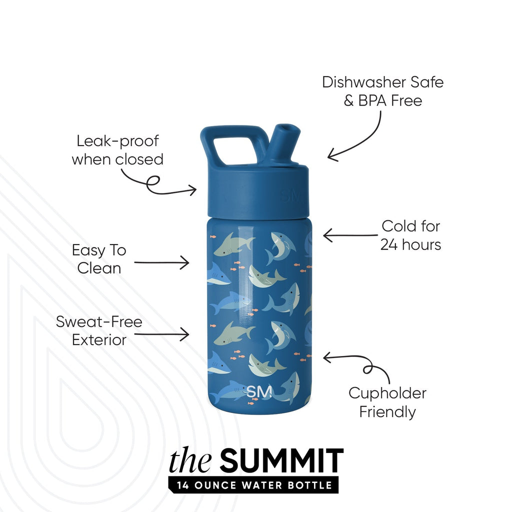 Summit Kids Water Bottle with Straw Lid - Shark Shiver