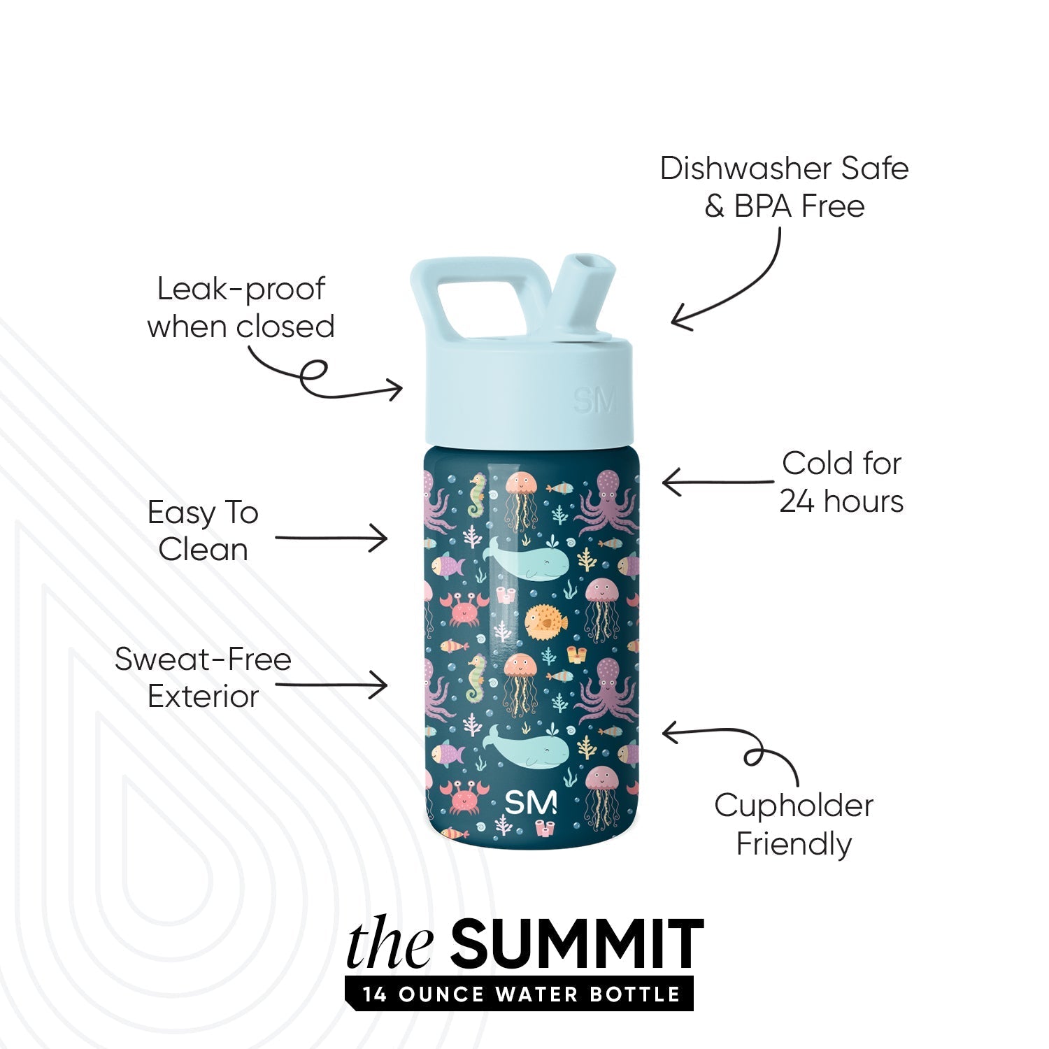 Summit Kids Water Bottle with Straw Lid - Under the Sea