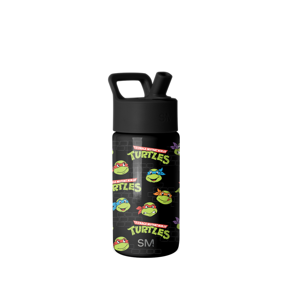 Summit Kids Water Bottle with Straw Lid - Teenage Mutant Ninja Turtles Turtles Unite
